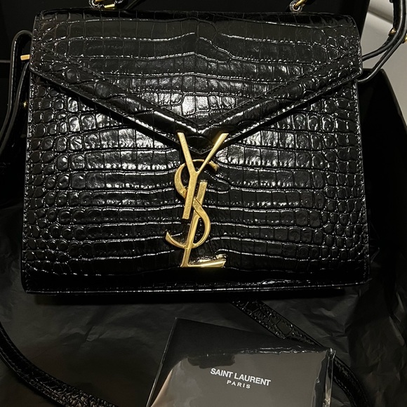 CASSANDRA MINI TOP HANDLE BAG IN CROCODILE-EMBOSSED SHINY LEATHER - Picture 2 of 6